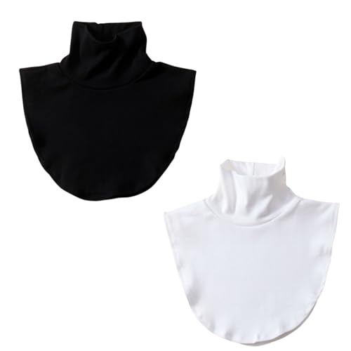 Generisch 2er Pack Damen-Highneck-Inserts (Schwarz und Weiß), falsche Hemdkragen-Inserts, Damen-False Highneck-Pulli-Kragen-Inserts, abnehmbare wärmende Daunen-Kragen-Inserts, Schulterwärme von Generisch