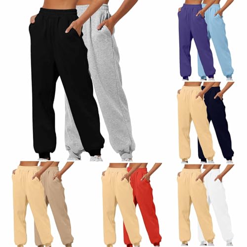 Generisch 2er Pack Damen Jogginghose Baggy Trainingshose Sommer Jogginghosen Bequeme Freizeithose Sporthose Lang Laufhose Sport Sweathose Sweatpants Jogging Hosen Blitzangebote des Tages Schwarz S von Generisch