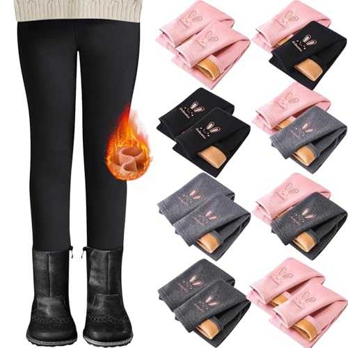 Generisch 2er Pack Thermo Leggings Mädchen Gefütterte Winter Leggings Mit Fleece Kinder High Waist Thermounterwäsche Dicke Leggings Warm Lange Hose für Kinder Jungen und Mädchen 2-7 Jahre von Generisch