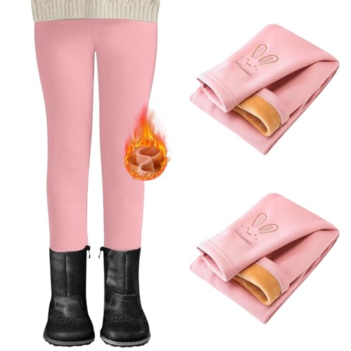 Generisch 2er Pack Thermo Leggings Mädchen Gefütterte Winter Leggings Mit Fleece Kinder High Waist Thermounterwäsche Dicke Leggings Warm Lange Hose für Kinder Jungen und Mädchen 2-7 Jahre von Generisch