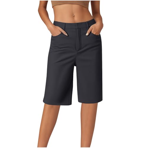 Generisch 3/4 Hose Damen Fashion Sommerhose Baumwolle Cargohosen Elegant Frau Jogginghose Basic Freizeithose Pumphose Trekkinghose Kurzgrößen Gothic Hose Schwarz XL von Generisch