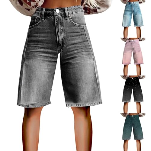 Generisch 3/4 Jeans Damen Sommer - Kurze Hose Jeans Damens High Waist Jeanshose Slim Fit Dreiviertel Denim Hose mit Löchern Damenjeans Sommerjeans,Jeans Shorts Damen Sommer von Generisch