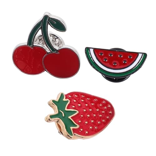 Generisch 3 Stück Obst Broschen Anstecknadeln Wassermelone Erdbeere Kirsche Niedliche Mode Pins für Damen für Kleidung Rucksäcke Jacken und Hüte von Generisch