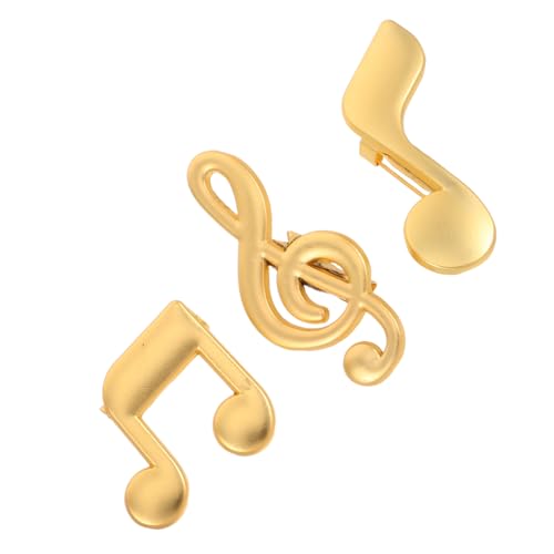Generisch 3 Stück Teiliges Musiknoten Anstecknadeln für Herren Stilvolle Koreanische Broschen in Goldoptik Vielseitige Hemd und Mantelnadeln Modische Accessoires für Musikliebhaber von Generisch
