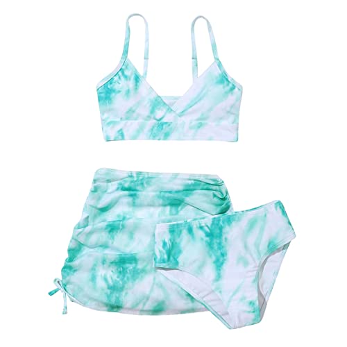 Generisch 3 Teilige Mädchen Bikini Set Badeanzüge für Mädchen, Bikini Top+Shorts+Slips Badeanzug Kinder Teenager Mädchen Badebekleidung mit Blumenmuster Schwimmanzug 11-12 Jahre von Generisch