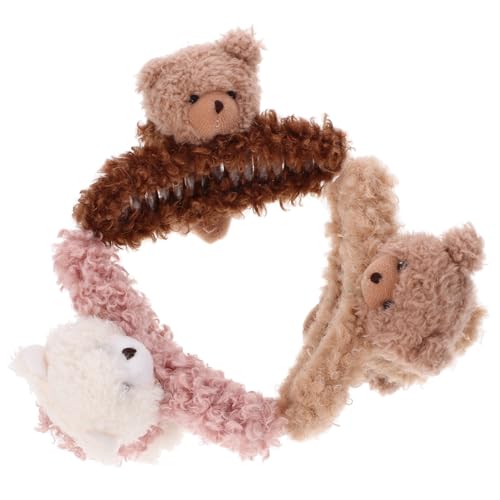 Generisch 3St Greifling aus Plüschbär Entenschnabelclips für Haare gummiartig unscharfer Klauenclip Netz schnappen Frauen große Haarspange Haarspangen für damen Greifergarn aus Kunststoff von Generisch