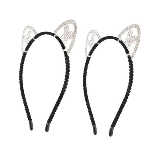 Generisch 3St Stirnband Plüsch Stirnbänder Katzenohren und Schwanzkinder Stirnbänder für Damen süßes Haarband mit Katzenohren Haarband für Mädchen Katzenohren Kleinkind Zinklegierung Silver von Generisch