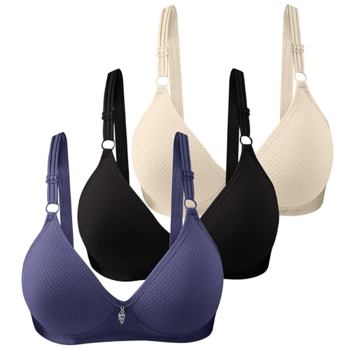 Generisch 3er Pack BH Frauen Ohne Bügel Powerful Hebt An Push Up Bewegung BHS Damen Tiefes V Klassische Wäsche Atmungsaktiv Dünn Bralette Schlaf Yoga Freizeit Bustier (BK1, 40) von Generisch