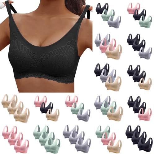Generisch 3er Pack BHS Damen Ohne BüGel BH - Einfarbig Stretch Bustier Klassische Bequem Bra Spitzen-BHS Halt WohlfüHl-BH FüR Sport Und Alltag von Generisch