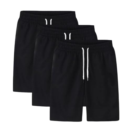 Generisch 3er Pack Kurze Hosen Herren Shorts Sommer Sporthose mit Reißverschlusstaschen Elastischer Taille Bermuda Shorts mit Kordelzug Laufshorts Sportshorts Joggingshorts Freizeithose (3PC-04, L) von Generisch