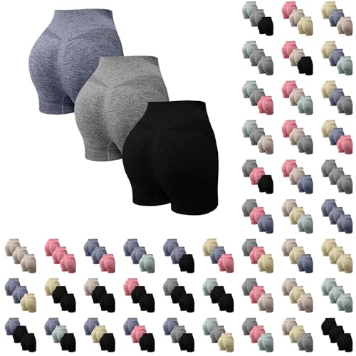 Generisch 3er Pack Radlerhose Damen Hohe Taille Shorts Bauchweg Hotpants Kurze Sporthose Leggings Boxershorts Frauen Panties Unterhose Damenunterhosen UnterwäSche FüR Yoga Gym Fitness TäGlich Tragen von Generisch