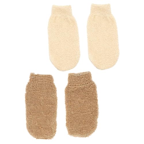 Generisch 4 Stück Badehandschuhe Geschirrhandschuhe Mittel Peeling-handtuch Scheuerhandschuhe Für Geschirr Handschuhe Waschen Baumwollhandschuhe Beheizbare Handschuhe Ofenhandschuh Flachs von Generisch