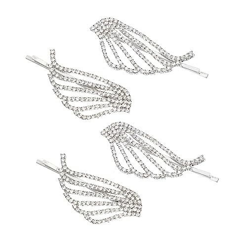 Generisch 4 Stück Engelsflügel Haarnadel Pferdeschwanz Große Haarspangen Perlen Haarspangen Für Mädchen Haarspangen Für Damen Haarklammer Topper Haarschleifen Für Mädchen Legierung Silver von Generisch