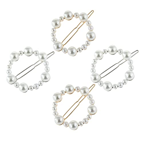 Generisch 4 Stück Perle Haarspange Perlennadeln Kopfschmuck Aus Perlen Haarspangen Perlen-haarspange Haarbänder Für Damen Mit Band Haargummis Für Frauen Perlenclips Für Haare Bogen Abs von Generisch