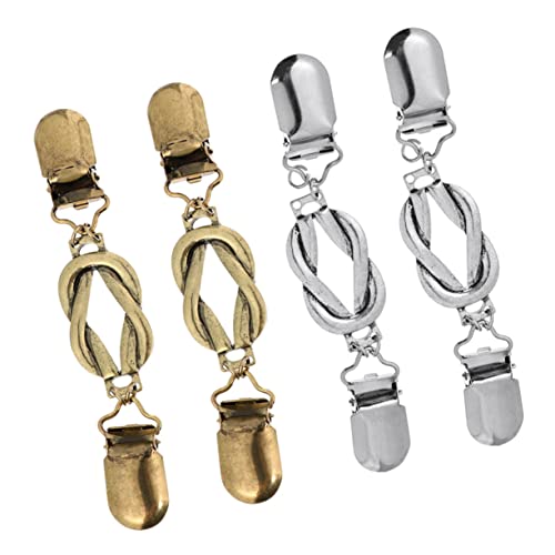 Generisch 4 Stück Retro Cardigan Clips Vintage Strickjacke Clips Antik Silber Gold Broschen für Pullover Schals und Kleidung Frauen Accessoires von Generisch