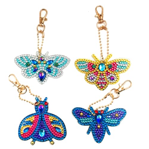 Generisch 4 Stück Schlüsselanhänger mit Diamantmalerei bastelset basteln für Schlüsselanhänger für Bausätze Schlüsselanhänger-Kit Schlüsselanhänger-Accessoires für Damen von Generisch