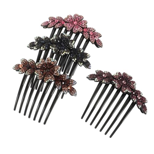 Generisch 4 Stück Schwanzhaarwerkzeug Haarfaden für Zöpfe neckender Kamm hochzeitshaar schmuck wedding hair accessories haarschmuck deko Haarkämme für die Hochzeit Haarkamm Strasssteine von Generisch