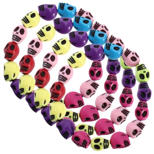 Generisch 4 Stück Teiliges Halloween Skull Armband Bunte Schädelperlen Handkette im Hip Hop Stil Schmuckstück für Damen und Herren für Halloween Partys und Besondere Anlässe von Generisch