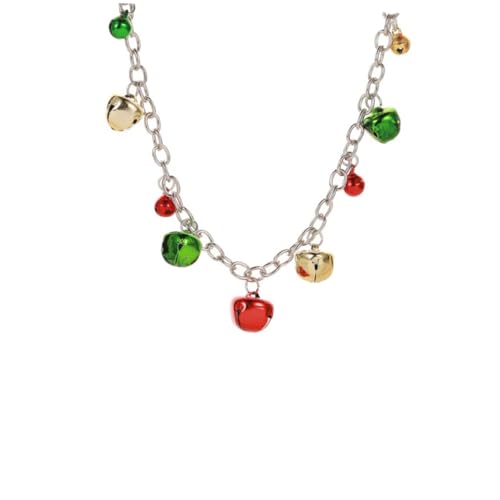 Generisch 4 Stück Teiliges Weihnachts-schmuckset mit Kleinen Glocken Legierungs-armband Halskette und Roten Sowie Grünen Ohrringen Leichtes Design für Damen und Mädchen Festliche von Generisch