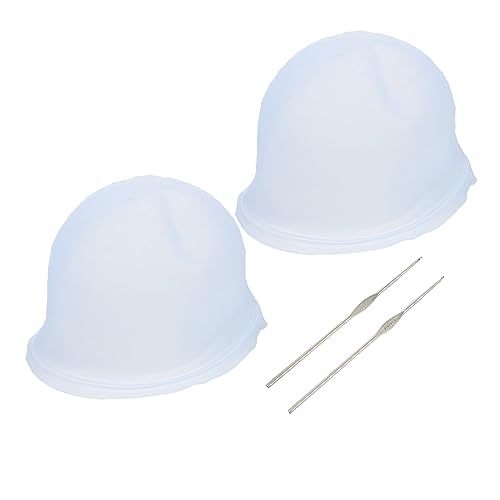 Generisch 4 Stück Teiliges Wiederverwendbare Silikon Haarfärbehüte mit Häkelnadeln Praktische Haarfärbekappen für Salon und Zuhause für Gleichmäßige Färbung und Einfache Handhabung von Generisch