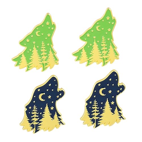 Generisch 4 Stück Wolf Broschen Legierung Kreative Broschen für Damen und Herren Zubehör für Kleidung Taschen und Schals Geschenkidee für Besondere Anlässe Zufällige Farbe Zufällige Farbe von Generisch