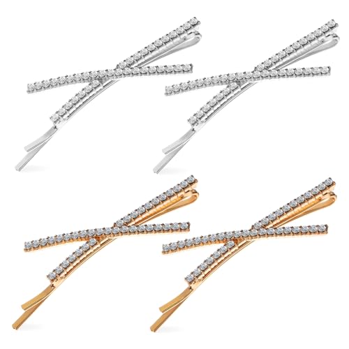 Generisch 4 Stück haar spangen haarclips haar clips spangen Haar Styling haircharm Frauen funkelnde Haarspangen Haarnadel-Stirnband Reifen Haarband Haarklammer Haarspangen mit Strass Metall von Generisch