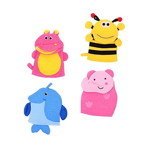 Generisch 4 Stück tierisches badetuch Badespielzeug für Babys Poolspielzeug Peeling badehandtuch badehandtücher Badehandschuh für Badehandschuhe Schwammpolyesterfaser von Generisch