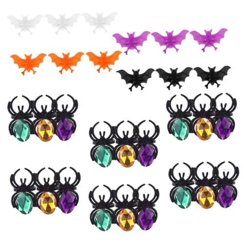 Generisch 40 Stücke Spinne Requisiten Simulierte Dekorationen Kreative Ringe Hallowwen Bat Decor Party Kunststoff Finger Halloween Ring von Generisch
