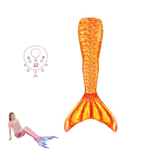 Generisch 5er-Packung Sommerkleidung Mit Ozean-Glitzer-Dekoration Cosplay 𝐁adeanzug 𝐊inder,schwimmflossenkindermeerjungfrau-120 von Generisch