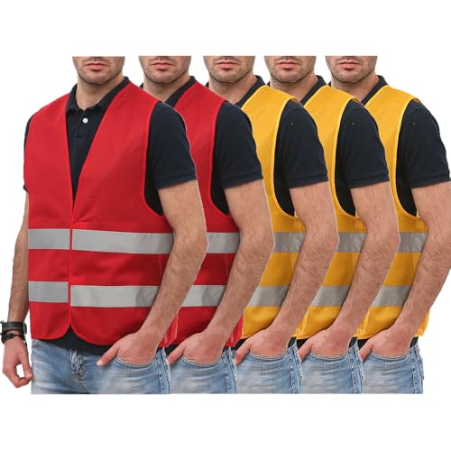 Generisch 5er Warnweste Herren Sommer Warnwesten Erwachsene Leichte Arbeitsweste Warnschutz Funktionsweste Reflektierende Weste Fahrrad Sicherheitsweste Reflektoren Kleidung Outdoor Angebote von Generisch