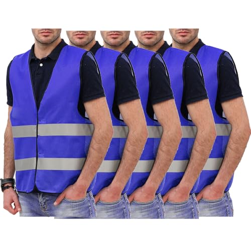 Generisch 5er Warnweste Herren Sommer Warnwesten Erwachsene Leichte Arbeitsweste Warnschutz Funktionsweste Reflektierende Weste Fahrrad Sicherheitsweste Reflektoren Kleidung Warehouse Deal Dunkelblau von Generisch