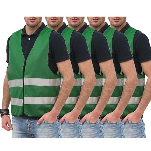 Generisch 5er Warnweste Herren Weste Warnschutz Sommer Warnwesten Erwachsene Leichte Arbeitsweste Funktionsweste Reflektierende Westen Fahrrad Sicherheitsweste Angebote Des Tages Heute Armeegrün von Generisch