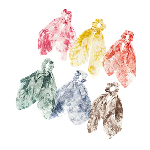 Generisch 6St Bandschlaufe elastisches Haarband Haarschleife aus weißer Spitze Haarmaske Haargummis Haarschal Scrunchie haar spangen haarclips haarpin frauen haarbänder Batik-Haargummi Stoff von Generisch