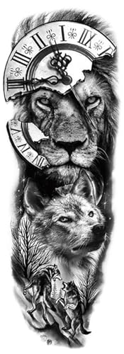 Generisch 8 Blätter wasserdichte temporäre Tattoo-Aufkleber Uhr Auge große Arm Tattoo for Männer Frauen Tiger Tier gefälschte Tatoo Ärmel(TQB-245) von Generisch