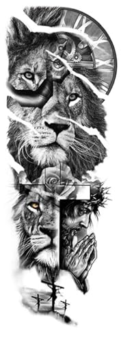 Generisch 8 Blätter wasserdichte temporäre Tattoo-Aufkleber Uhr Auge große Arm Tattoo for Männer Frauen Tiger Tier gefälschte Tatoo Ärmel(TQB-254) von Generisch