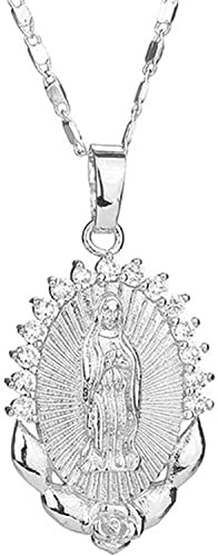 925 Silber Jungfrau Maria Anhänger Halskette Kristall Strass Medaille Anhänger Halskette für Frauen von Generisch