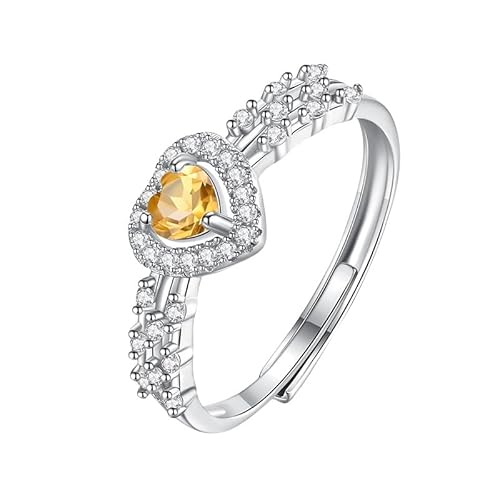 925 Silber Liebesherzringe Verstellbarer Ewigkeitsring Mit Natürlichem Edelstein Zirkonia Ehering Für Frauen Und Mädchen Schmuckgeschenke Mit Box Citrinring von Generisch