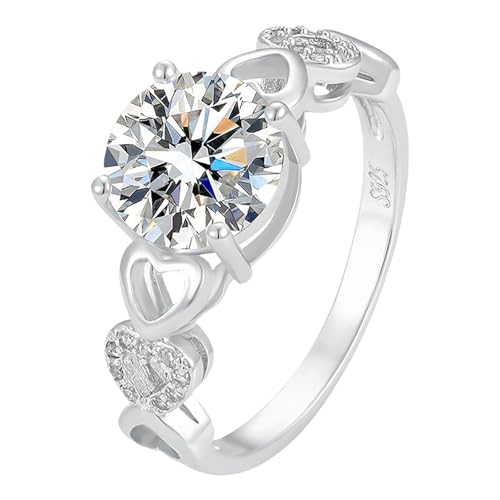 Generisch 925 Silber vergoldet Rundschliff erstellt weißen Zirkonia gefüllt Hochzeit Verlobung Versprechen elegante Damen Ring für Mama Braut Liebhaber Deckenfluter Ringe (A, 9) von Generisch
