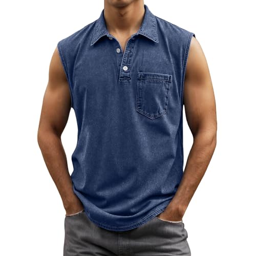 Generisch Ärmellose Hemden Herren Sport Einfarbig Unterhemd Casual Fitness Tanktop Streetwear Mode Tops Baggy Freizeitweste Baggy Gym Fitness Bequemes Oberteile von Generisch
