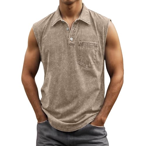 Generisch Ärmellose Hemden Herren Sport Einfarbig Unterhemd Casual Fitness Tanktop Streetwear Mode Tops Baggy Freizeitweste Baggy Gym Fitness Bequemes Oberteile von Generisch