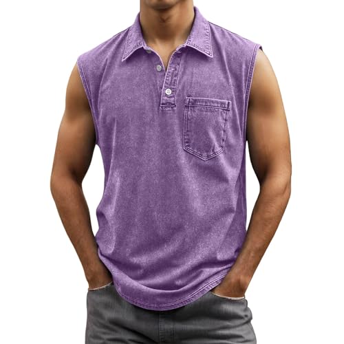 Generisch Ärmellose Hemden Herren Sport Einfarbig Unterhemd Casual Fitness Tanktop Streetwear Mode Tops Baggy Freizeitweste Baggy Gym Fitness Bequemes Oberteile von Generisch