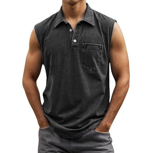 Generisch Ärmellose Hemden Herren Sport Einfarbig Unterhemd Casual Fitness Tanktop Streetwear Mode Tops Baggy Freizeitweste Baggy Gym Fitness Bequemes Oberteile von Generisch