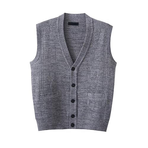Generisch Ärmellose Weste Herren Sport Komfortabel Warm Strickweste Pullunder Ärmellos Fit Lässig Strickwesten V-Ausschnitt Winter Stichweste Business Sweater Short Wolle Tanktops 70er von Generisch