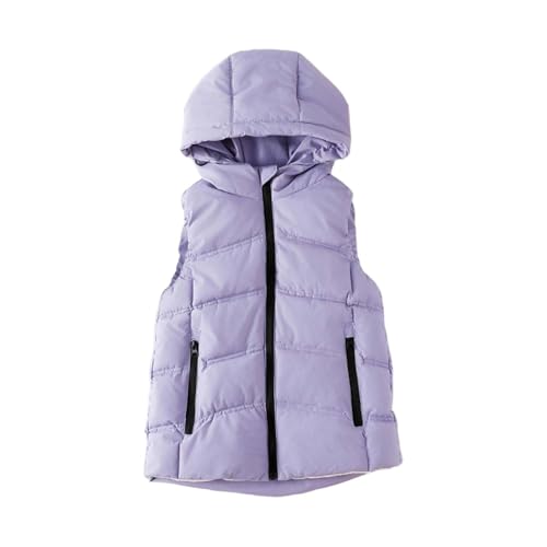 Generisch Ärmellose Winterjacke Lila Kinder Jungen 140 Gefütterte Steppweste Mädchen Steppjacke Mit Kapuze Daunenjacke Winter Warm Puffer Jacket Kids Daunenjacken Puffer Jacke Winterweste von Generisch