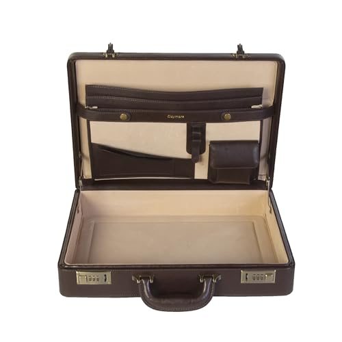 Generisch AKTENKOFFER Business Koffer Attache CASE ZAHLENSCHLOSS Lederfutter 2001 braun von Generisch