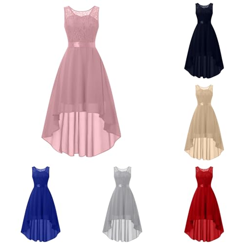 Generisch Abendkleider Elegant für Hochzeit Lang Chiffon Spitzen Abendkleid Vokuhila Cocktailkleid Hochzeit Gast Chiffonkleid Swing A Linie Kleider Festliche Hochzeitsgast Kleid Brautjungfernkleider von Generisch