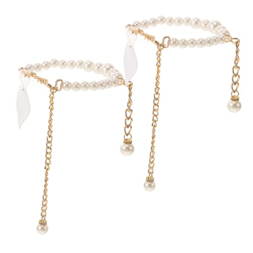 Generisch Abnehmbare Perlen Schuhriemen Band mit Anti rutsch Fersenschutz für High Heels Elegant Verstellbare Sandal Straps Extender Sicherer Halt gegen Losen Schnürsenkel Damen Schuhriemen von Generisch