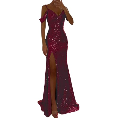 Generisch Abschlusskleider lang Damen Pailletten Abendkleid Sexy Schulterfrei Hohe Taille Seitenschlitz Lang Kleid Maxikleid Elegant V-Ausschnitt Cocktailkleid Ballkleider Generisch Abschlusskleider lang Damen Pailletten Abendkleid Sexy Schulterfrei Hohe Taille Seitenschlitz Lang Kleid Maxikleid Elegant V-Ausschnitt Cocktailkleid Ballkleider von Generisch