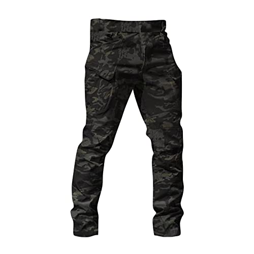 Generisch Activewear Für Herren, Hose City Special Service Army Fan Herren Cargohose Stretch Lang Outdoor Hosen Elastische Taille Pants Mit Taschen Jogginghose Kurzgröße Sweatpants (XXL, Camouflage) von Generisch