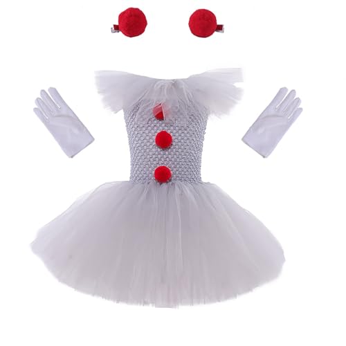 Generisch Adventskalender 11 Kostüm Halloween Persönlichkeit Clown Durchführung Tüll Kleid Mädchen Maskerade Kleid Mädchen Länger (Light Gray, 10-12 Years) von Generisch